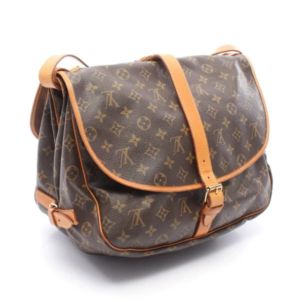 Louis Vuitton Leather Brown Shoulder Saumur Bag Canvas Monogram Brown